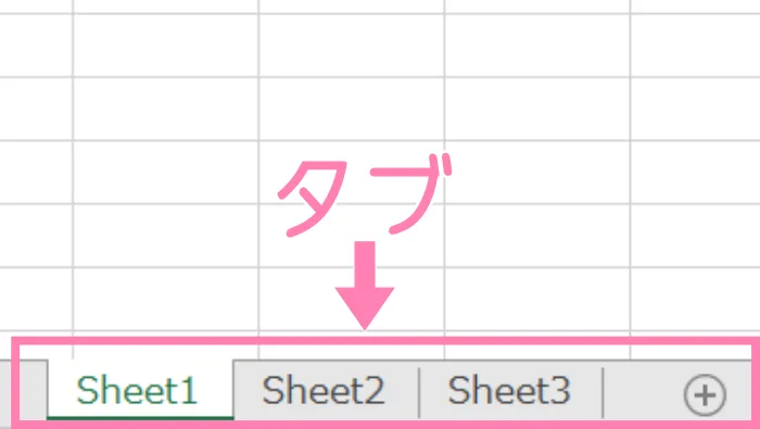 「Excel」シートタブの位置。
