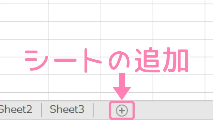 「Excel」新しいシートを追加するボタン。