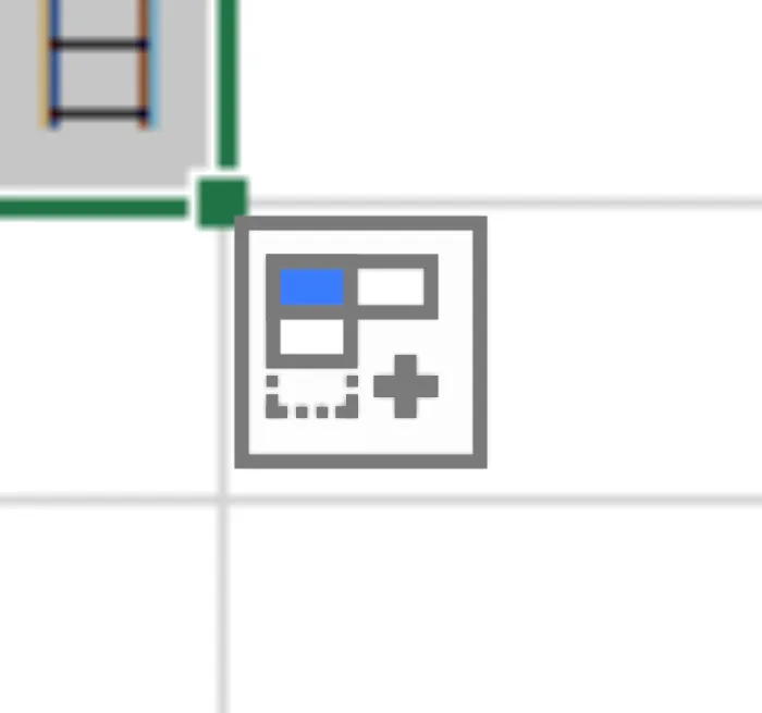 「Excel」オートフィルオプションアイコン。