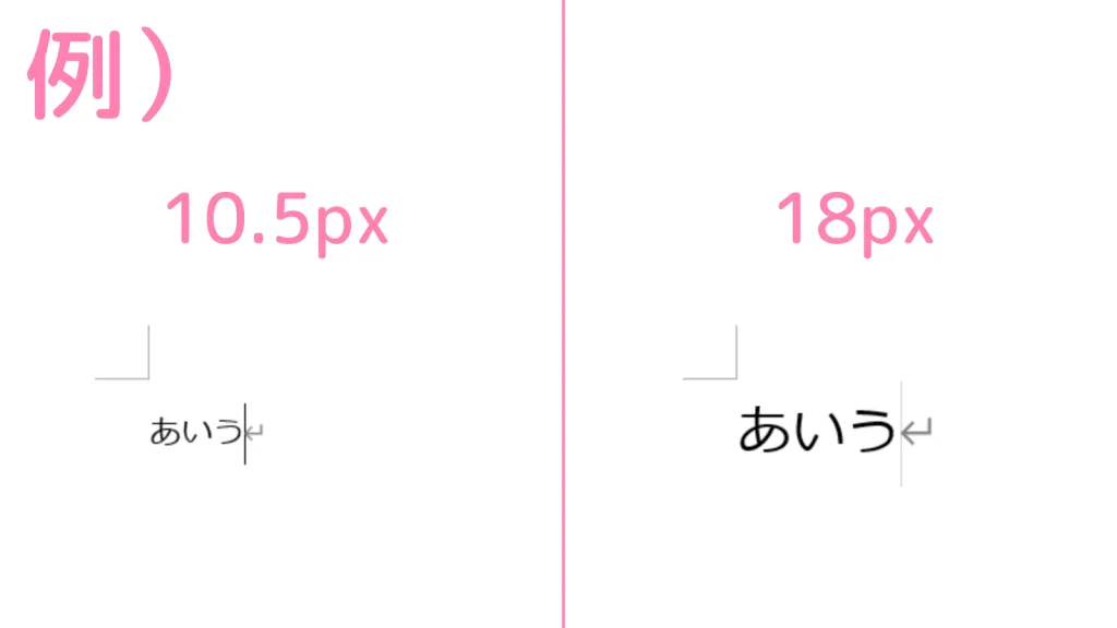 「Word」フォントサイズの変更例。