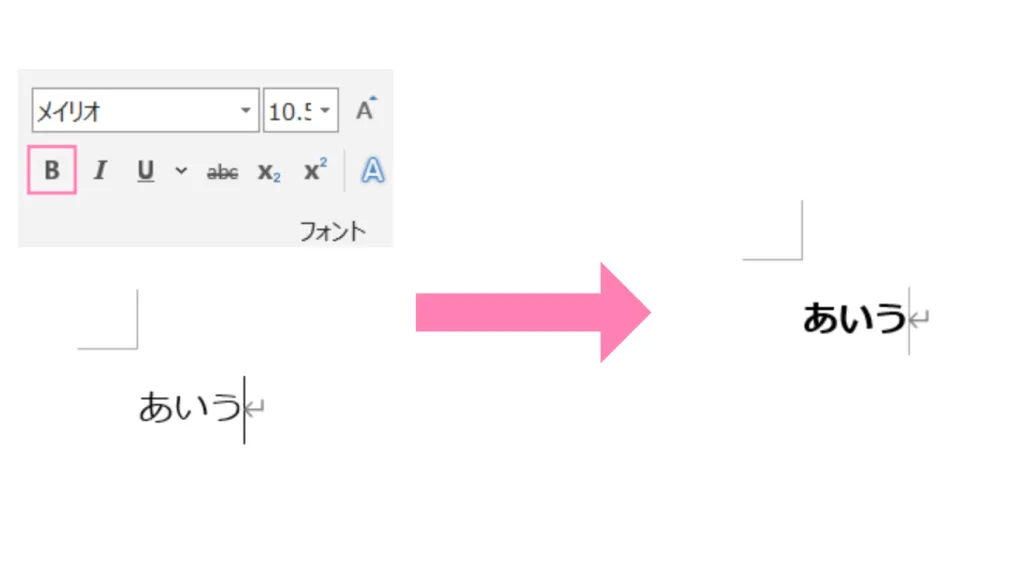 「Word」文字を太字にした例。