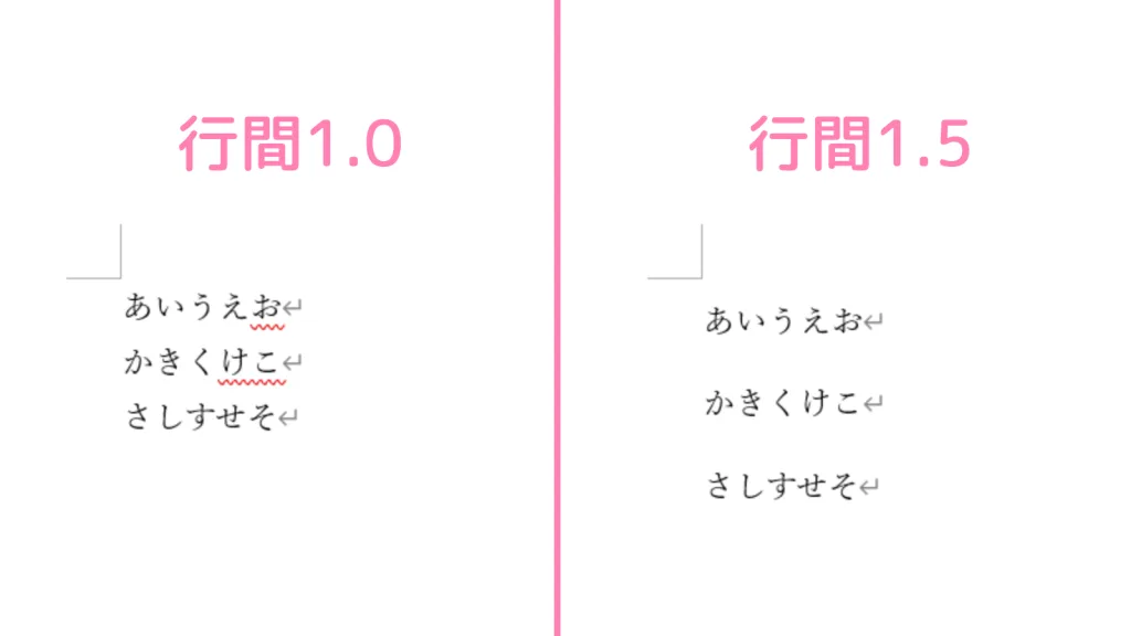 「Word」行間を調整した例。