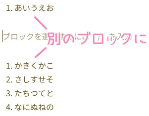 WordPress、リスト内でEnterキーを2回押した例。