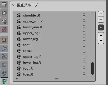 データ転送によって作成された頂点グループ